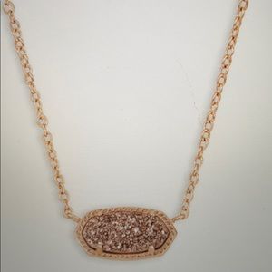 Elisa Rose Gold Pendant Necklace - Rose Gold Drusy